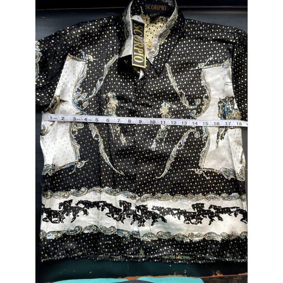 NWT SCORPIO Western Print Silk Blend Button Down Blouse SIze XL - Picture 3 of 7